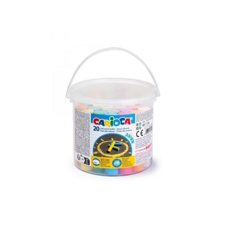 Carioca pack de 20 tizas maxi bote con asa - sin polvo - colores brillantes - lavables - faciles de borrar - color