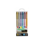 Carioca fiorella pack de 6 boligrafos de colores metallic - boligrafo con punta de esfera y cuerpo transparente fluo -