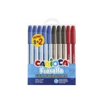 Carioca fiorella pack de 10 boligrafos de colores - punta de esfera - cuerpo transparente fluo - escritura brillante y