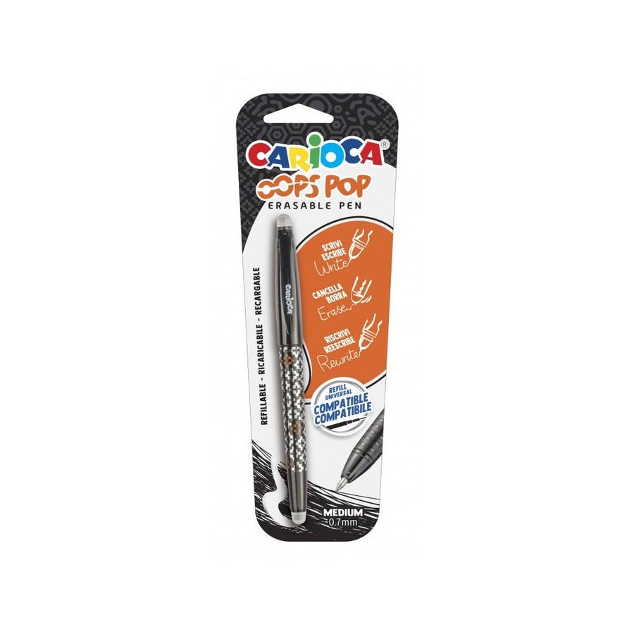 Carioca oops boligrafo borrable - tinta termo sensible - empuñadura texturizada - punta de 0.7mm - doble goma -
