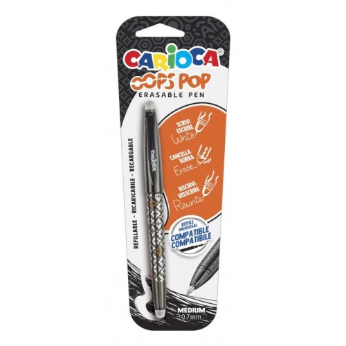 Carioca oops boligrafo borrable - tinta termo sensible - empuñadura texturizada - punta de 0.7mm - doble goma -