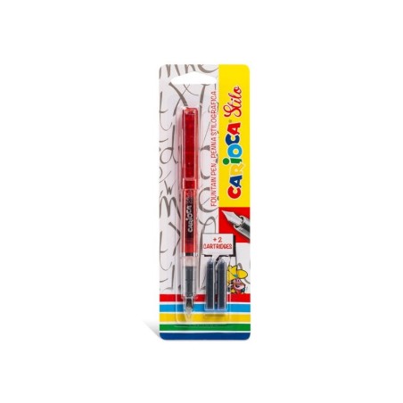 Carioca pack de 1 pluma estilografica + 2 cartuchos - cartuchos estandar de tinta azul - escritura suave y precisa -