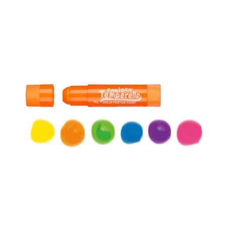 Carioca temperello neon pack de 6 temperas solidas - colores brillantes y lavables - gran cobertura - faciles de