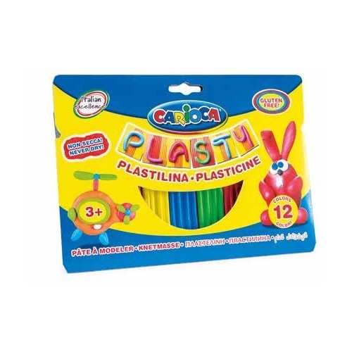 Carioca plasty pack de 12 plastilinas surtidas - facil de usar - no se seca - reutilizable - colores brillantes y