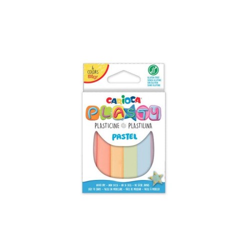 Carioca pack de 6 plastilinas colores pastel - facil de usar - no se seca - reutilizable - colores brillantes y