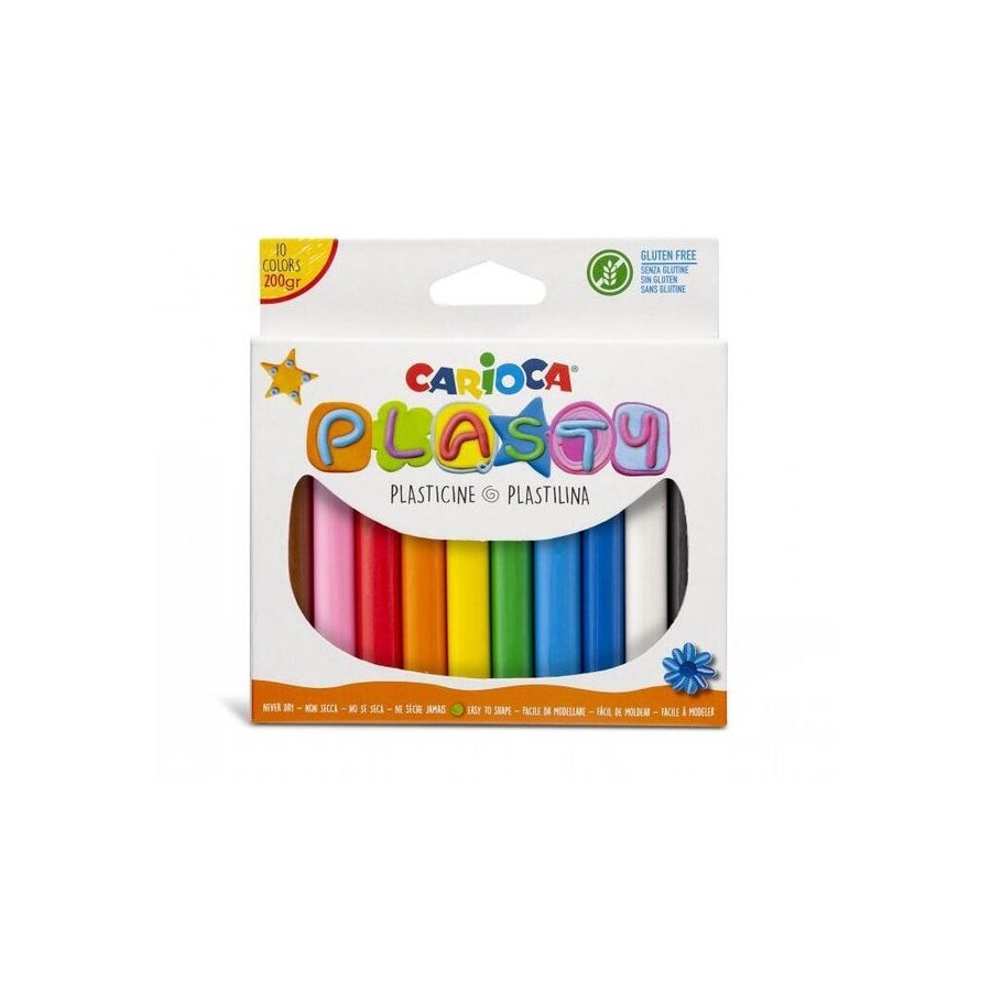 Carioca pack de 10 plastilinas - facil de usar - no se seca - reutilizable - colores brillantes y mezclables - libre de