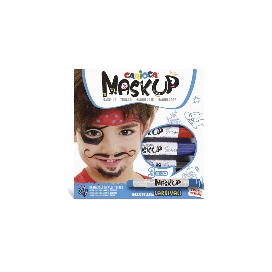 Carioca mask up pack de 3 colores para la piel en barra carnival - colores brillantes - lavables - base agua - incluye