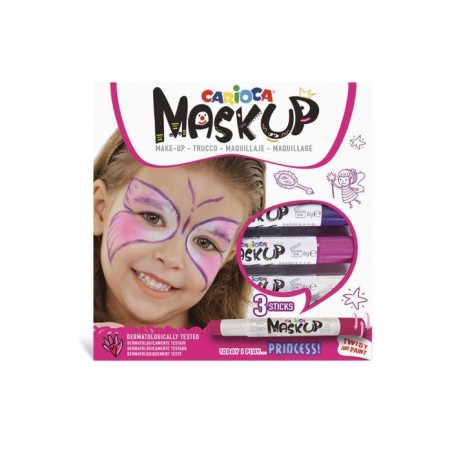 Carioca mask up pack de 3 colores para la piel princess - colores brillantes - lavables - base agua - incluye dos