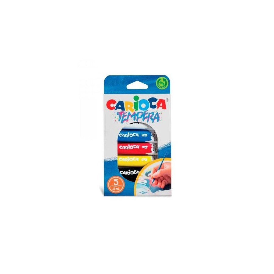 Carioca pack de 5 tubitos de tempera de 12ml - colores superlavables - alto poder cubriente - aplicable en materiales