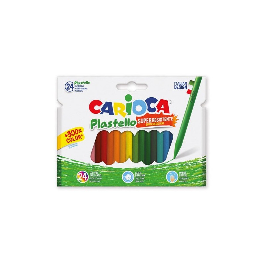 Carioca pack de 24 plasticeras extra limpias - no dejan color en las manos - duran tres veces mas - colores brillantes