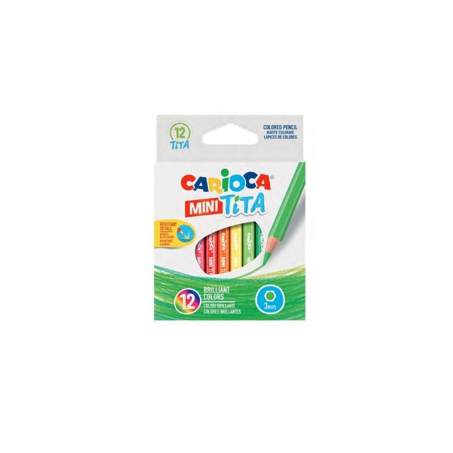 Carioca tita pack de 12 mini lapices de resina - cuerpo hexagonal - colores brillantes y lavables - escritura blanda -
