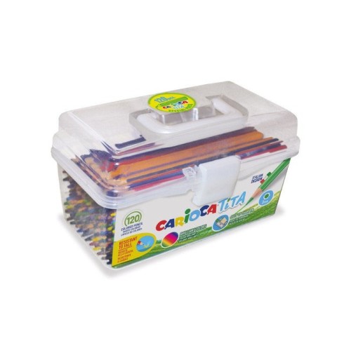 Carioca tita pack de 120 lapices de resina - cuerpo hexagonal - colores brillantes y lavables - escritura blanda - mina