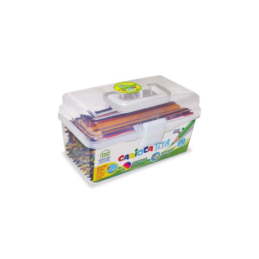 Carioca tita pack de 120 lapices de resina - cuerpo hexagonal - colores brillantes y lavables - escritura blanda - mina