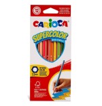 Carioca supercolor pack de 12 lapices de madera - cuerpo hexagonal - colores intensos y gran opacidad - 3.3mm de grosor