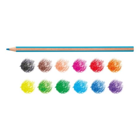 Carioca supercolor pack de 12 lapices de madera - cuerpo hexagonal - colores intensos y gran opacidad - 3.3mm de grosor