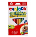 Carioca supercolor pack de 12 lapices de madera - cuerpo triangular maxi - colores intensos y gran opacidad -