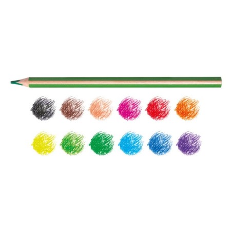 Carioca supercolor pack de 12 lapices de madera - cuerpo triangular maxi - colores intensos y gran opacidad -