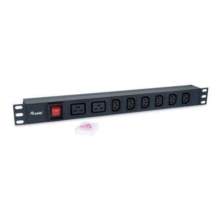 Regleta alimentacion aluminio rack 19" 1u 6 tomas iec c13 + 2 tomas iec c19 con interruptor