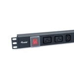 Regleta alimentacion aluminio rack 19" 1u 6 tomas iec c13 + 2 tomas iec c19 con interruptor