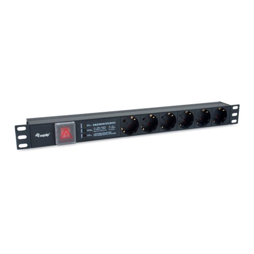 Regleta alimentacion aluminio rack 19" 1u 6 tomas  con interruptor  proteccion de voltaje y filtro