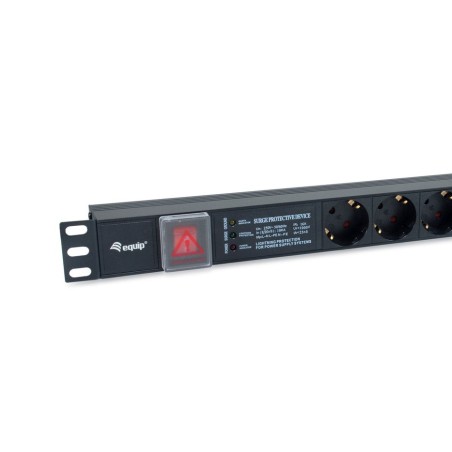 Regleta alimentacion aluminio rack 19" 1u 6 tomas  con interruptor  proteccion de voltaje y filtro