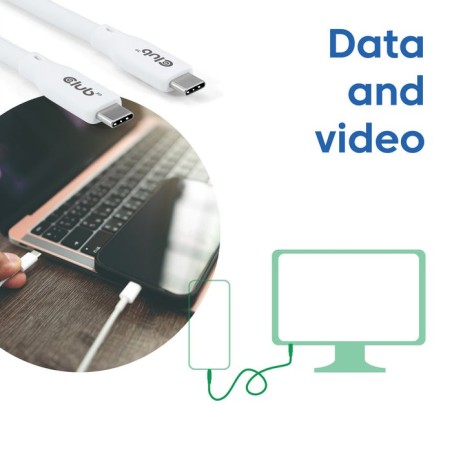 Cable  club3d usb c blanco