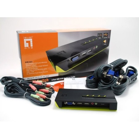 Level one conmutador automatico  sobremesa  v/t/m 1a4 cpus usb con audio cables incluidos