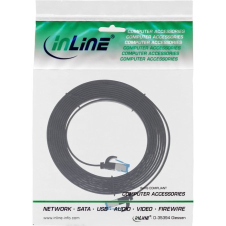 Inline® cable de red flat, u/ftp, cat.6a, tpe halogen-free, negro, 2m
