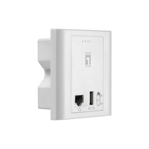 Level one punto de acceso wifi  300n  poe para montaje en pared  caja 86mmx86mm puerto usb carga