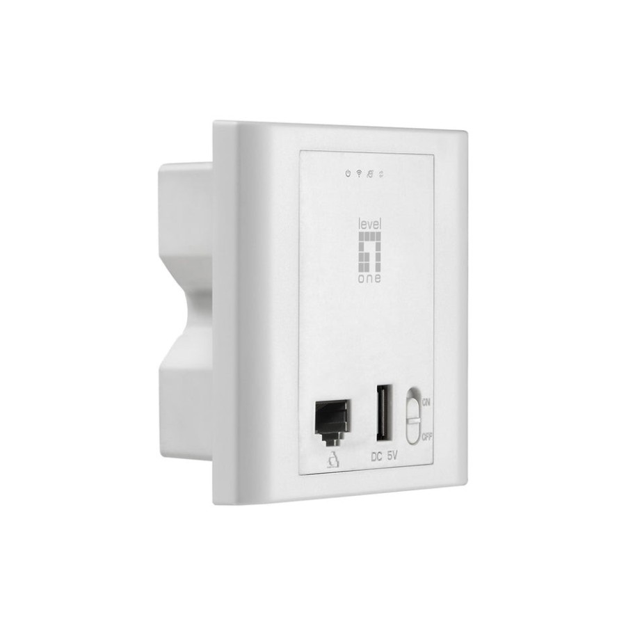 Level one punto de acceso wifi  300n  poe para montaje en pared  caja 86mmx86mm puerto usb carga