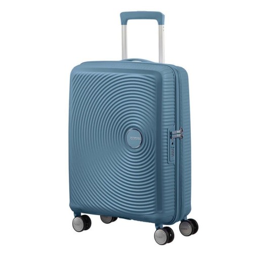 Maleta de cabina american tourister soundbox spinner 55cm 55x40x20cm 4 ruedas azul piedra