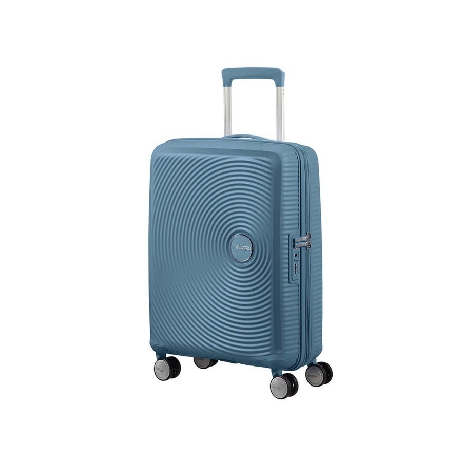 Maleta de cabina american tourister soundbox spinner 55cm 55x40x20cm 4 ruedas azul piedra