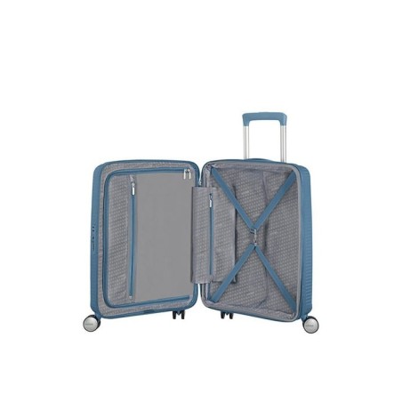 Maleta de cabina american tourister soundbox spinner 55cm 55x40x20cm 4 ruedas azul piedra