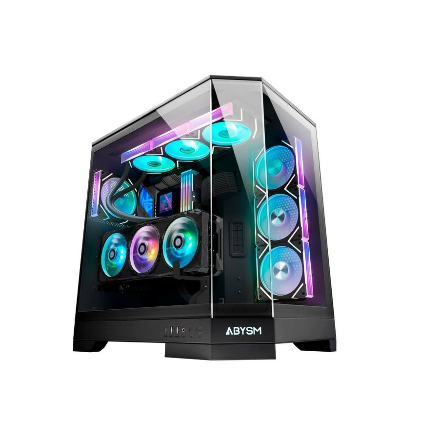 Caja pc abysm danube sava h600 black  torre e-atx, atx, itx, micro atx - lateral y frontal cristal templado - 3.5" y 2.5" -