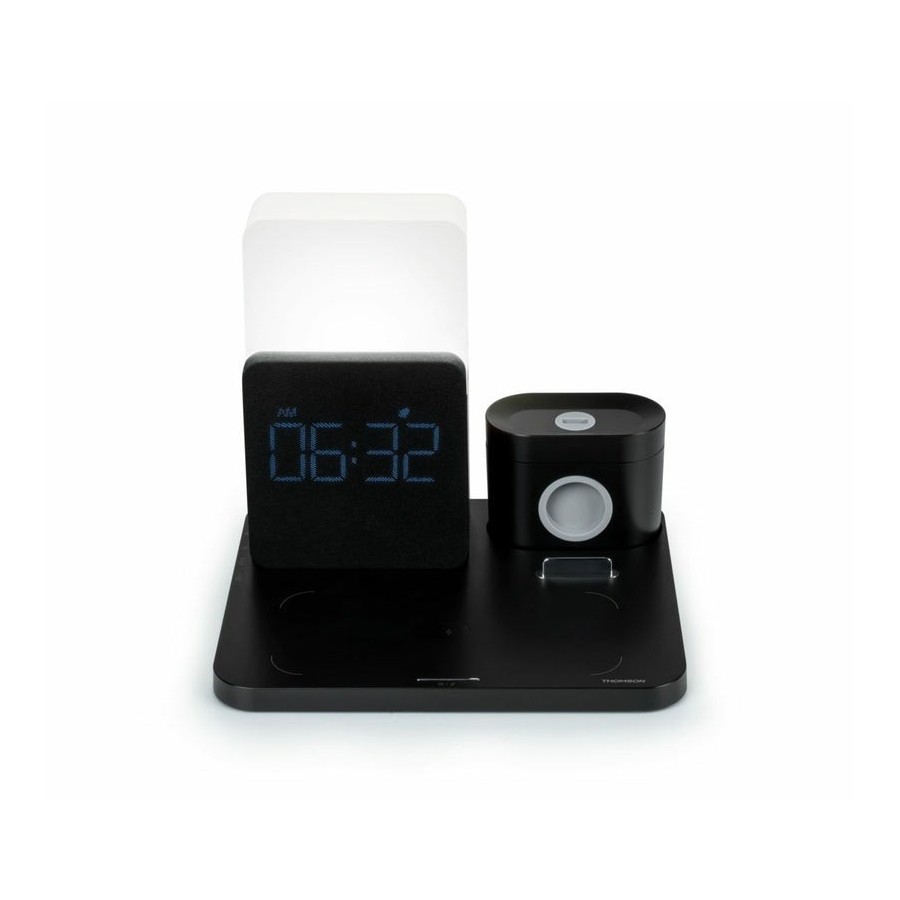 Reloj despertador thomson con estación de carga inalámbrica y luz nocturna cl800i