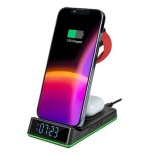 Thomson alarm clock with wireless charging station and night light black cl750ia