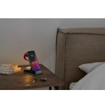Thomson alarm clock with wireless charging station and night light black cl750ia