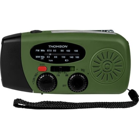 Radio thomson con linterna de emergencia verde y negra rt260