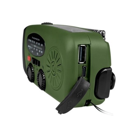 Radio thomson con linterna de emergencia verde y negra rt260