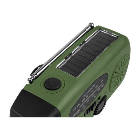 Radio thomson con linterna de emergencia verde y negra rt260
