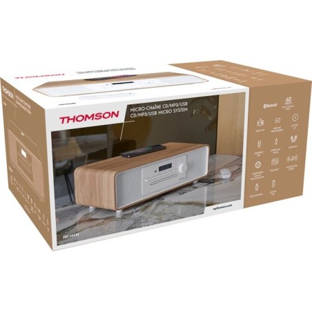 Thomson micro sound system bt radio fm/cd/mp3/usb 50w white mic301ibt