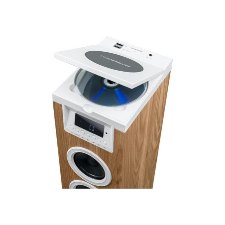 Thomson sound tower 60w cd usb sd radio aux mando wood/white ds121cd
