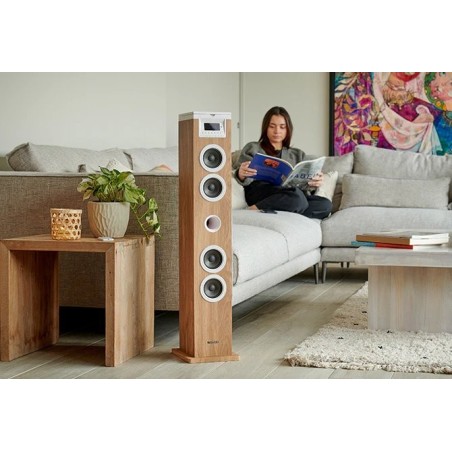 Thomson sound tower 60w cd usb sd radio aux mando wood/white ds121cd