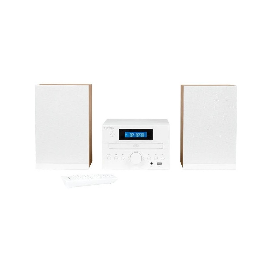 Thomson micro sound system bt radio fm/cd/mp3/usb wood finish white mic121bt