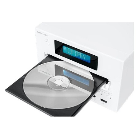 Thomson micro sound system bt radio fm/cd/mp3/usb wood finish white mic121bt