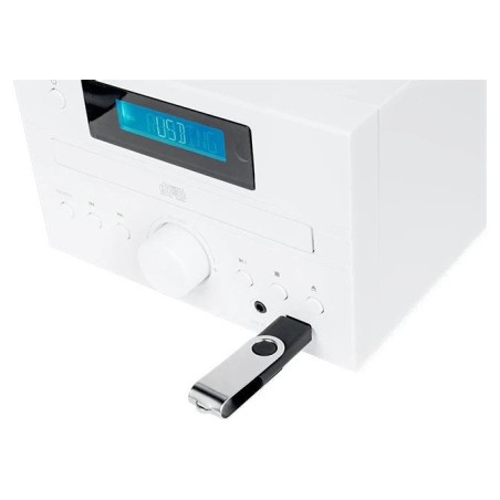 Thomson micro sound system bt radio fm/cd/mp3/usb wood finish white mic121bt