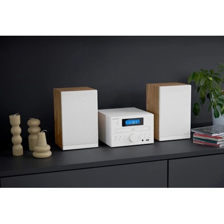 Thomson micro sound system bt radio fm/cd/mp3/usb wood finish white mic121bt