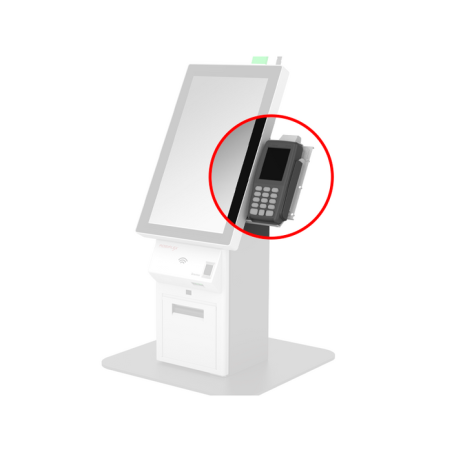 Soporte metálico lateral para terminales datáfono verifone vx820 o p400 y pax a35 para kioskos posiflex ek mercury series.