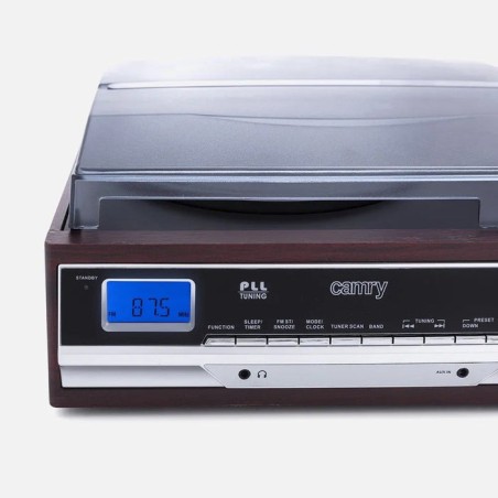 Tocadiscos  camry premium cr1113 de tracción por correa negro, cromo, madera semiautomático