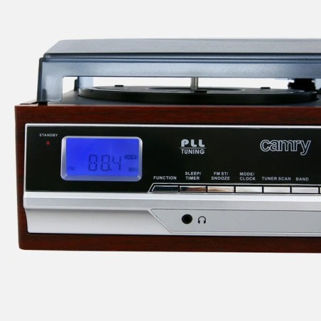 Tocadiscos  camry premium cr1113 de tracción por correa negro, cromo, madera semiautomático